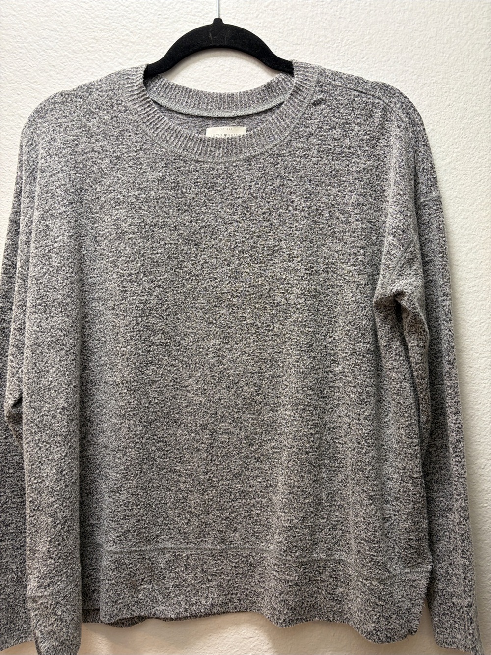 Lucky Brand Gray Super Soft Lightweight Crewneck Sweater